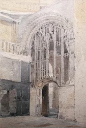 A Screen, Norwich Cathedral (penna och akvarell på papper)