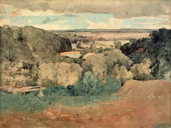 Barnard Castle från Towler Hill (akvarell på papper)