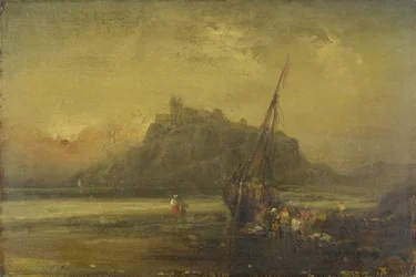 Beach Scene (olja på papper)