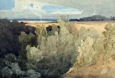 Brignall Banks on the Greta (penna och akvarell)