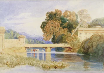 Chateau Navarre, nær Evreux, Normandiet (akvarel over grafit på papir) swed