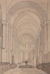 Östra gaveln av klosterkyrkan Saint-Georges de Boscherville, nära Rouen, Normandie