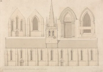 Upphöjning av kyrkan Columbiers, nära Valognes, Normandie