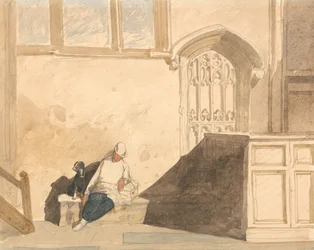 Springpojke sover i en kyrka