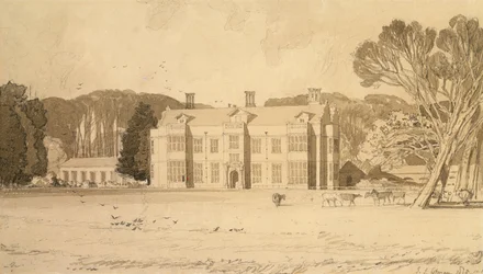 Felbrigg Hall, Norfolk, 1818 (penna och grå tvätt på papper)