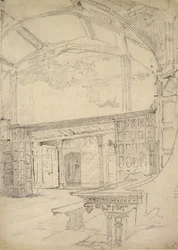 Interiör av den stora salen, Little Moreton Hall, Cheshire