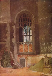 Fönster mellan St. Andrews Hall och den holländska kyrkan, Norwich, c1908
