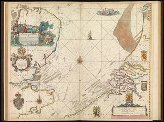 Ett sjökort över Englands, Flanderns och Hollands kuster, ca 1672 (tryck)