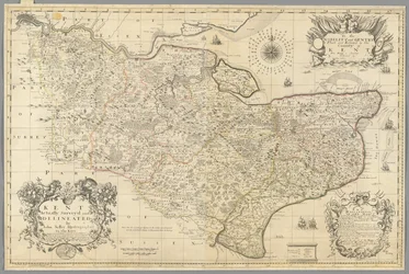 Kent, faktiskt undersökt och avgränsad av John Seller, ca 1680 (gravyr)