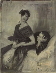 Man och kvinna på en säng, ca 1880-1882