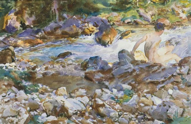 Mountain Stream, ca 1912-14 (Akvarell och grafit på benvitt vävt papper)
