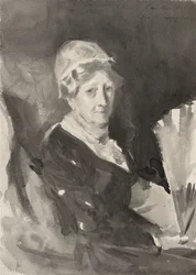 Porträtt av fru Frederick Mead med en fläkt