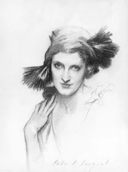 Porträtt av Mrs Reginald (Daisy) Fellowes (teckning)