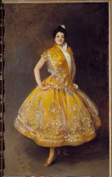 Porträtt av den spanska dansösen Carmencita. Målning av John Singer Sargent (1856-1925), 1892, 2,32 x 1,42 m, Paris, Musée d