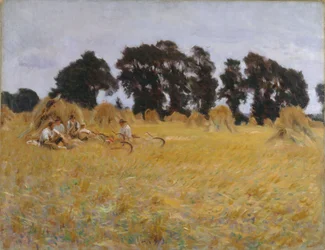 Skördemän vilar i ett vetefält, 1885