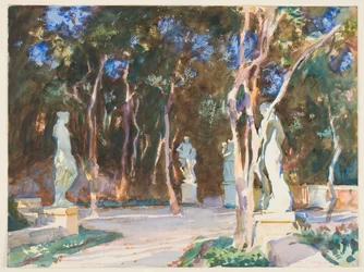 Shady Paths, Vizcaya (wc over graphite on paper)