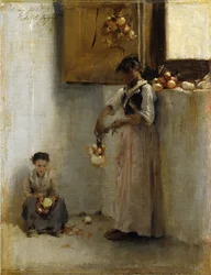Stringing onions, c.1882