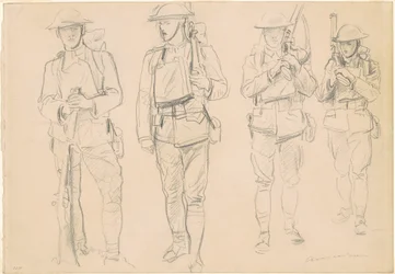 Studies for Entering the War [recto], 1918.