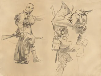 Studier för Gassed [recto], 1918-1919.
