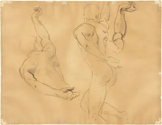 Studier av manliga nakenbilder [verso], 1918-1919.