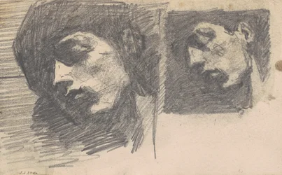 Två huvuden, 1875-80 (grafit på vävt papper)