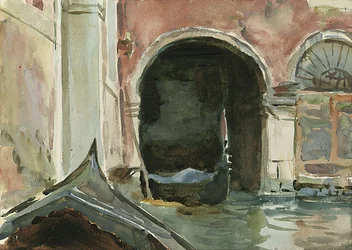 Venetian Canal (akvarell och penna)