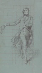 Kapten W. Fairfax, figurstudie för målningen av Victory of Lord Duncan (svart krita, förhöjd med vitt på blått papper)