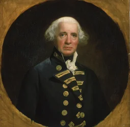 Porträtt av amiral Richard Howe (1726-1799), förste earl av Howe, befälhavare för kanalflottan 1794, deltog i franska revolutionskrigen (1793-1802), utanför Ouessant (Frankrike)