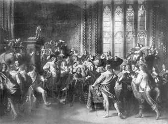 Charles I (1600-49) försökte arrestera fem parlamentsledamöter, publicerad av Walter Rowlands, 1888
