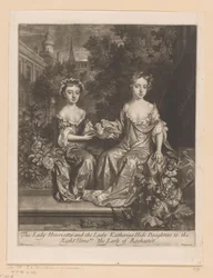 Portret av Henrietta och Katherine Hyde med en duif The Lady Henrietta and the Lady Katherine Hide Daughters to the Right Honourable Earle of Rochester (titel på objektet)