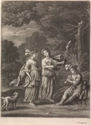 Pastoral scen med en Shawm-spelare