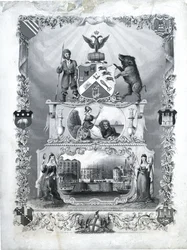 Penselmakarnas förenade sällskap, ca 1840 (gravyr på papper)