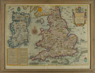 Karta som visar invasionerna av England och Irland Med al [sic] deras Civill [sic] Wars since the Conquest, c.1627 (handfärgad gravyr)
