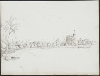 Utsikt över Papeete från hamnen, november 1845