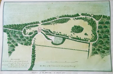 Läget för stugan vid Boarn Hill (färg litho)