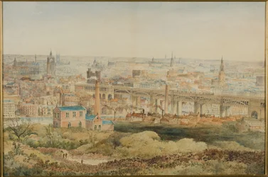 Newcastle upon Tyne från Windmill Hills, Gateshead, 1887 (penna och wc på papper)
