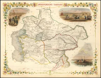 1851 års karta över Oberoende Tartariet av John Tallis