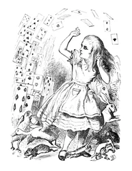 Ett paket kort flyger upp över Alice, 1889