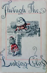 Alice och Humpty Dumpty, omslagsillustration till "Alice Through the Looking-Glass" av Lewis Carroll (1832-98), utgiven i London. 1898