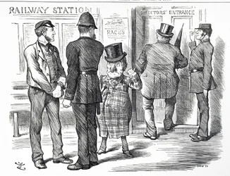 Tecknad serie som kommenterar vädjanden om att en blocksystemsignal ska göras obligatorisk på British Railways