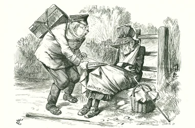 Tyskland stjäl Storbritanniens ställning som världsledande inom handel och tillverkning. Karikatyr av John Tenniel ur Punch, 5 september 1896.
