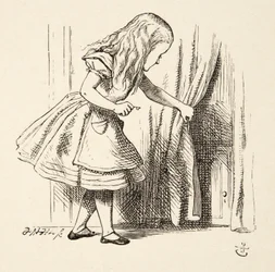 Looking behind the Curtain, from Alices Adventures in Wonderland by Lewis Carroll (1832 - 98), pub. 1891 