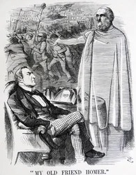 Politisk satir som skildrar William Ewart Gladstone och hans "gamle vän Homer"
