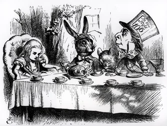 Den galne hattmakarens tebjudning, illustration ur ”Alice