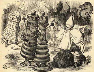 Den röda kungen och drottningen. Illustration av Sir John Tenniel