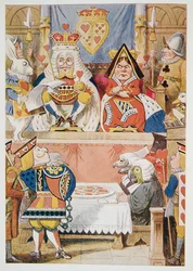 The Trial of the Knove of Hearts, från Alices Adventures in Wonderland And Through The Looking-Glass And What Alice Found There, av Lewis Carroll (1832 - 98), publicerad 1911 (färgad litografi)