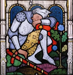 Sleeping Knight, detalj från The Resurrection window, 1863 (målat glas)