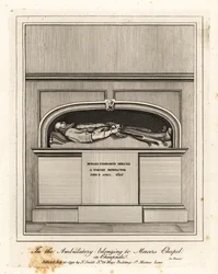 Monument till Richard Fishbourne Mercer, död 1625, i ambulatoriet i Mercers Chapel, Cheapside