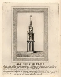 Old Charing Cross, ett av 12 medeltida eleanorkors, uppfört på 1290-talet tills det avlägsnades 1647