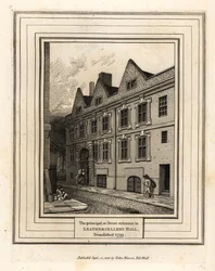 Huvudingången eller gatan till Leathersellers Hall, rev 1799